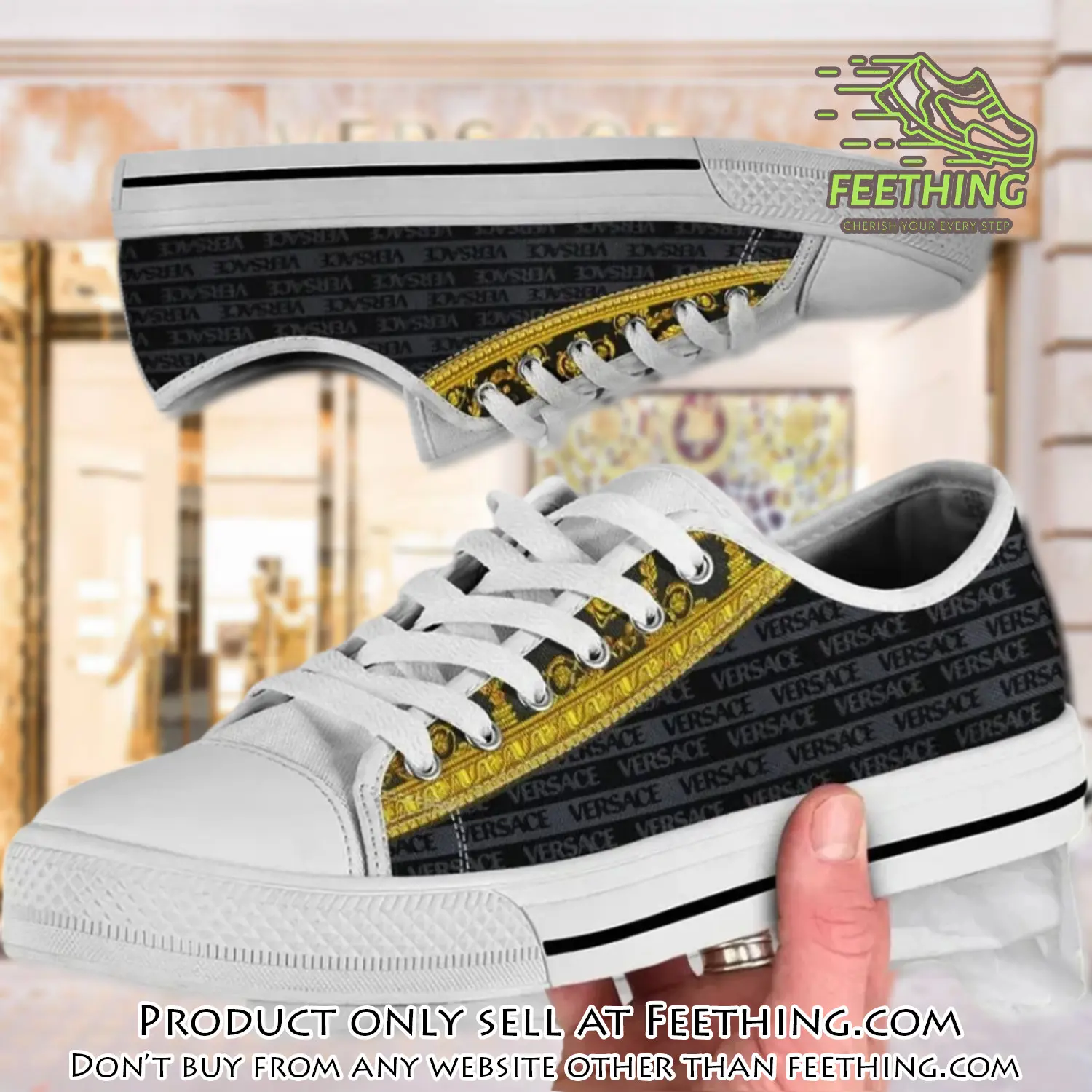 Versace grey low top canvas shoes luxury brand gifts for men women ft4351881
